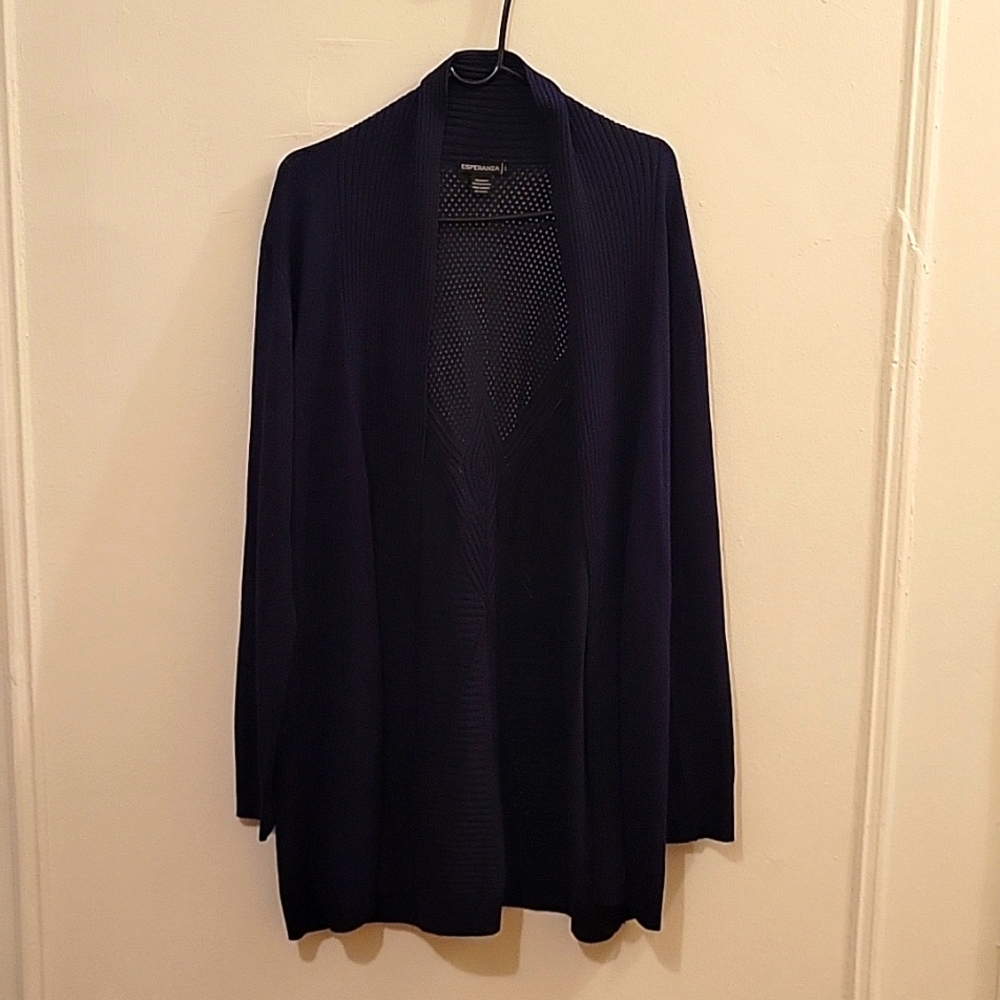 Long‎ Perforated Cardigan EUC Cozy Layers Fall Winter Staple